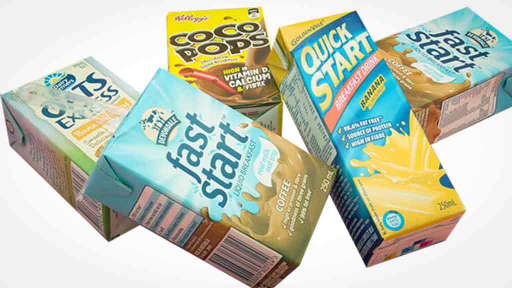 stack of liquid breakfast packages