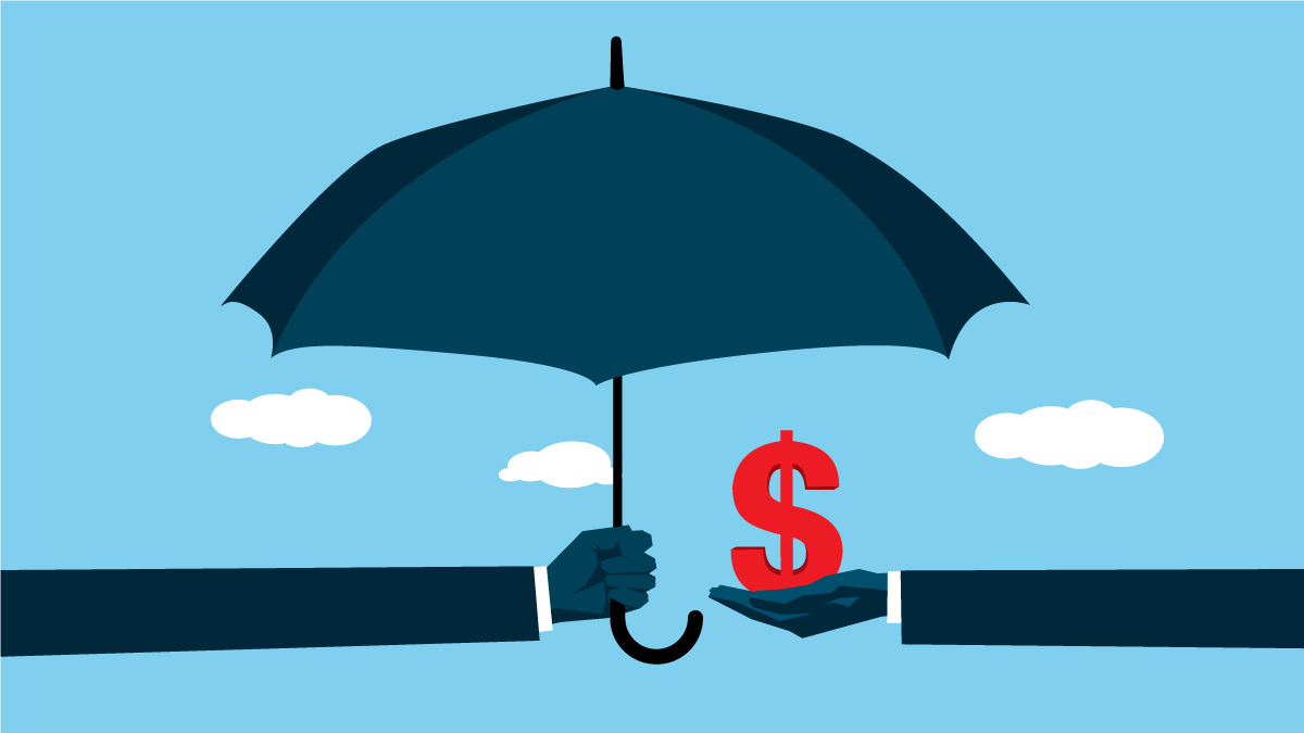 illustration of an umbrella over a dollar sign