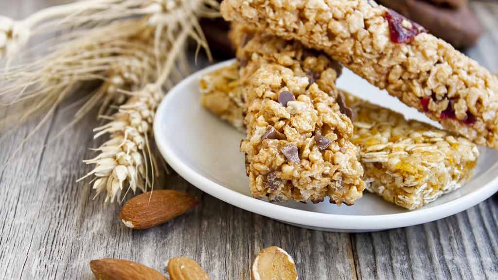 cereal bars on plate stack