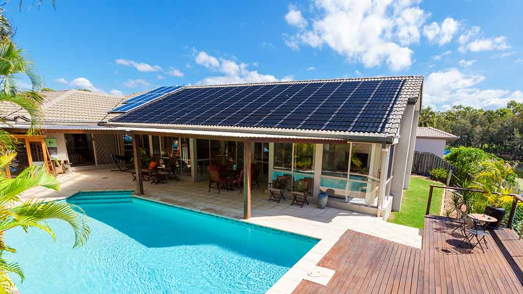 home with solar panels on the roof