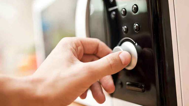 microwave controls being set