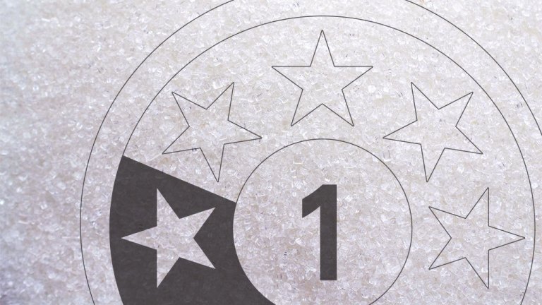 one health star on sugar background