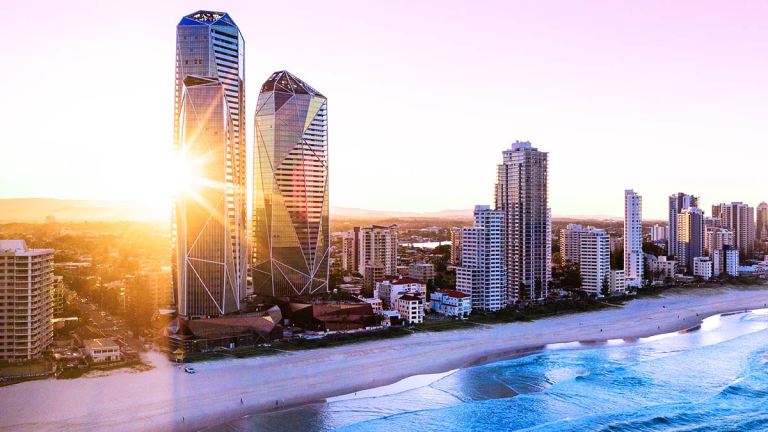 gold coast skyline at dusk