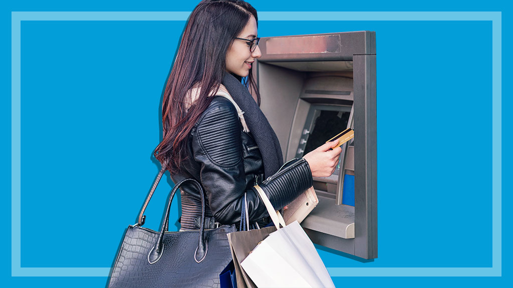 woman using atm