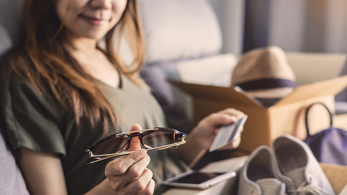 woman with products bought online