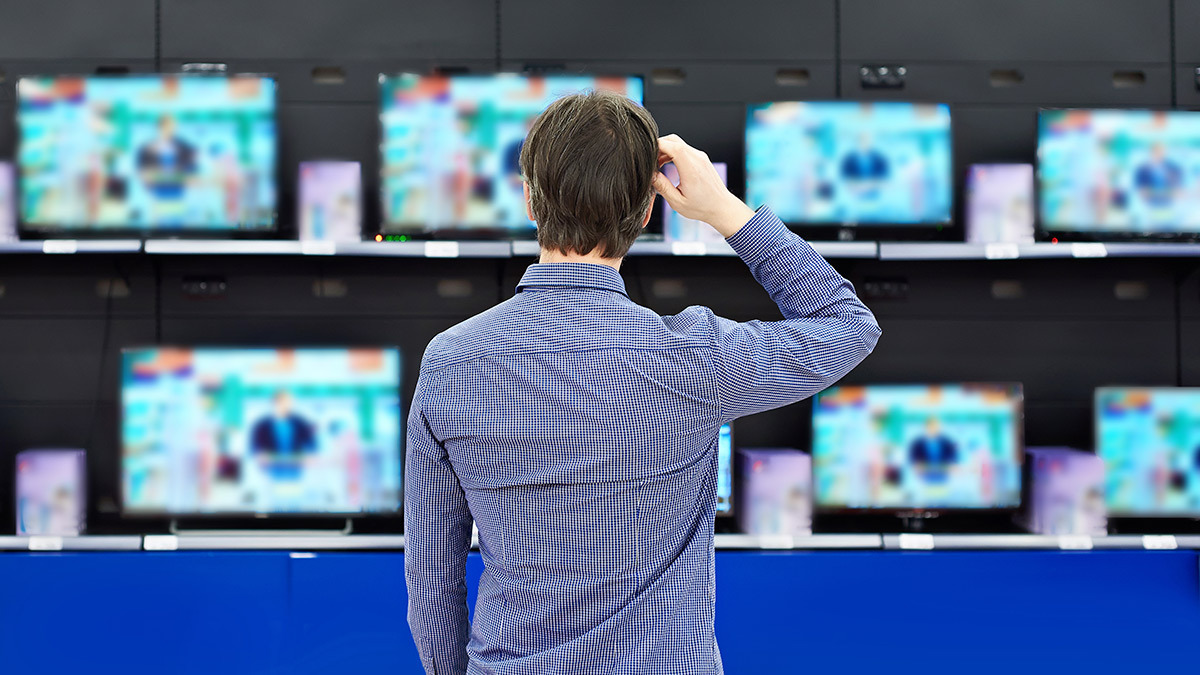 man in electronics store
