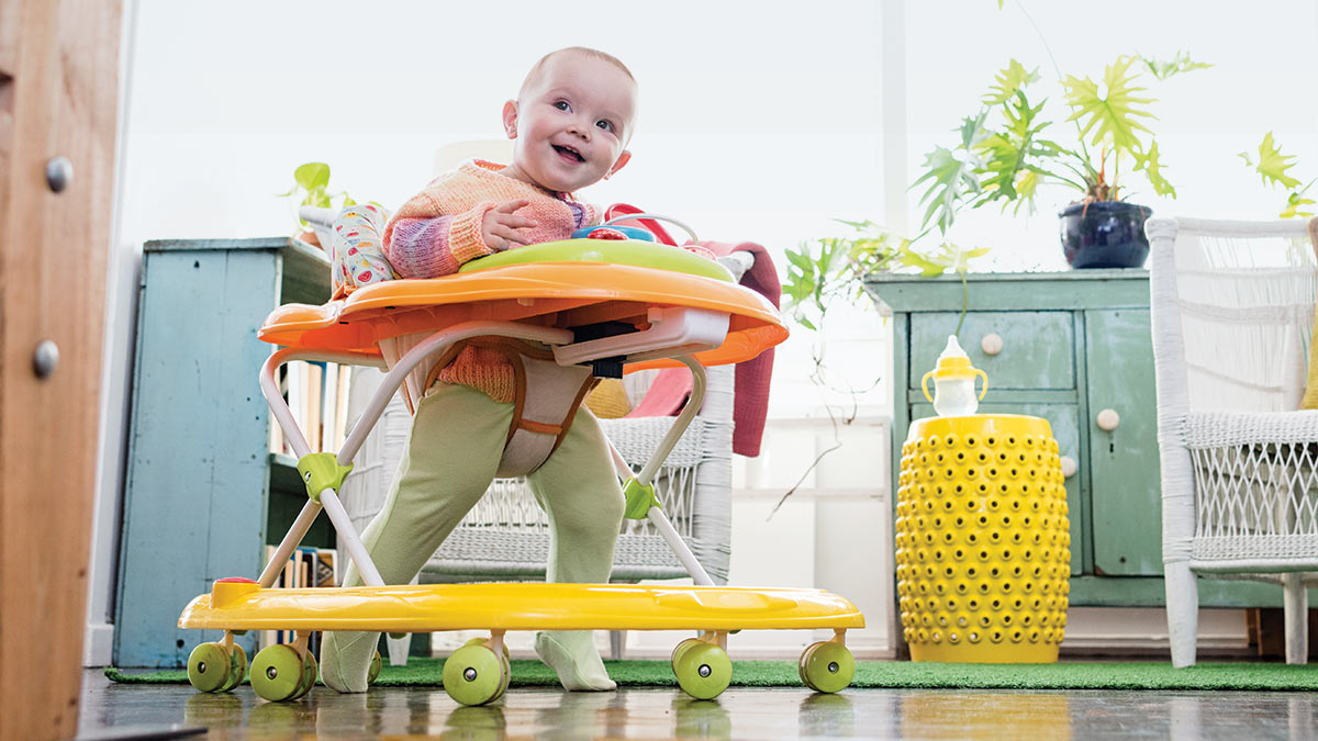 baby in a walker new