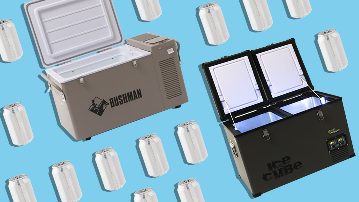 portable camping fridges and cans