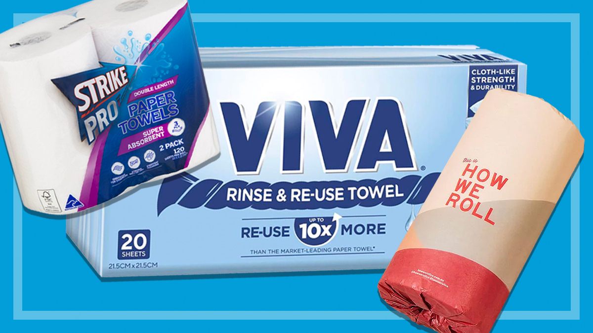 paper towels on a blue background