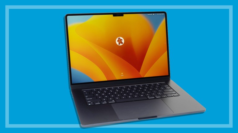 Apple MacBook Air 15-inch on a blue background