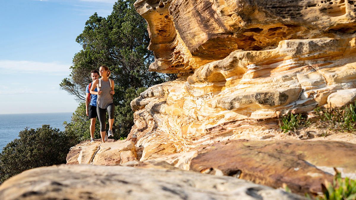 couple hiking in the mountains