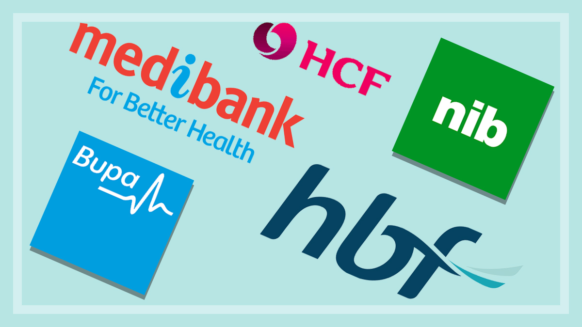 health insurance logos for medibank, bupa, nib, hcf and hbf