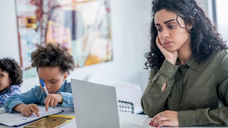 single mother in financial stress