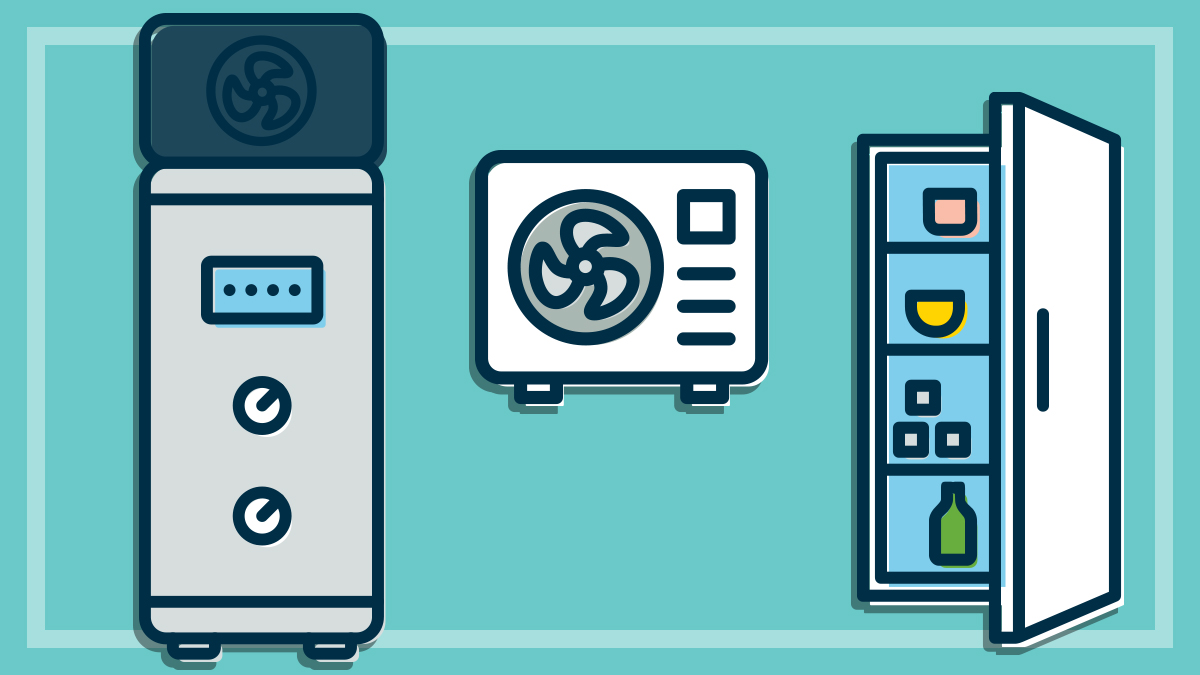 illustration of types of heat pumps