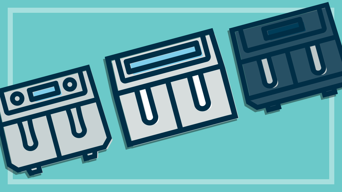 illustration of three twin air fryers