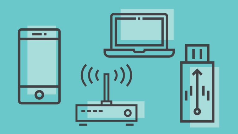 smartphone wireless router portable storage laptop