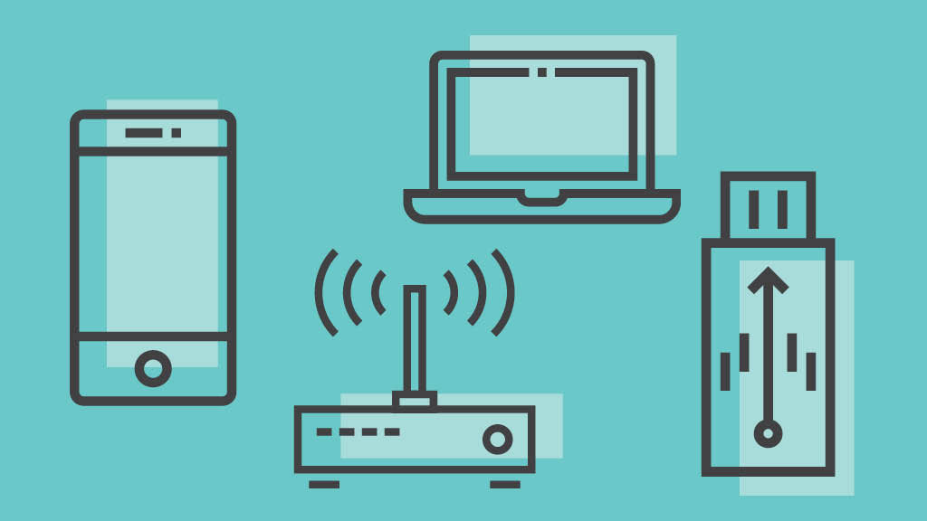 smartphone wireless router portable storage laptop