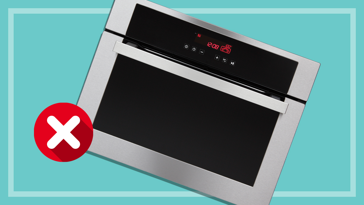 oven on teal background with cross