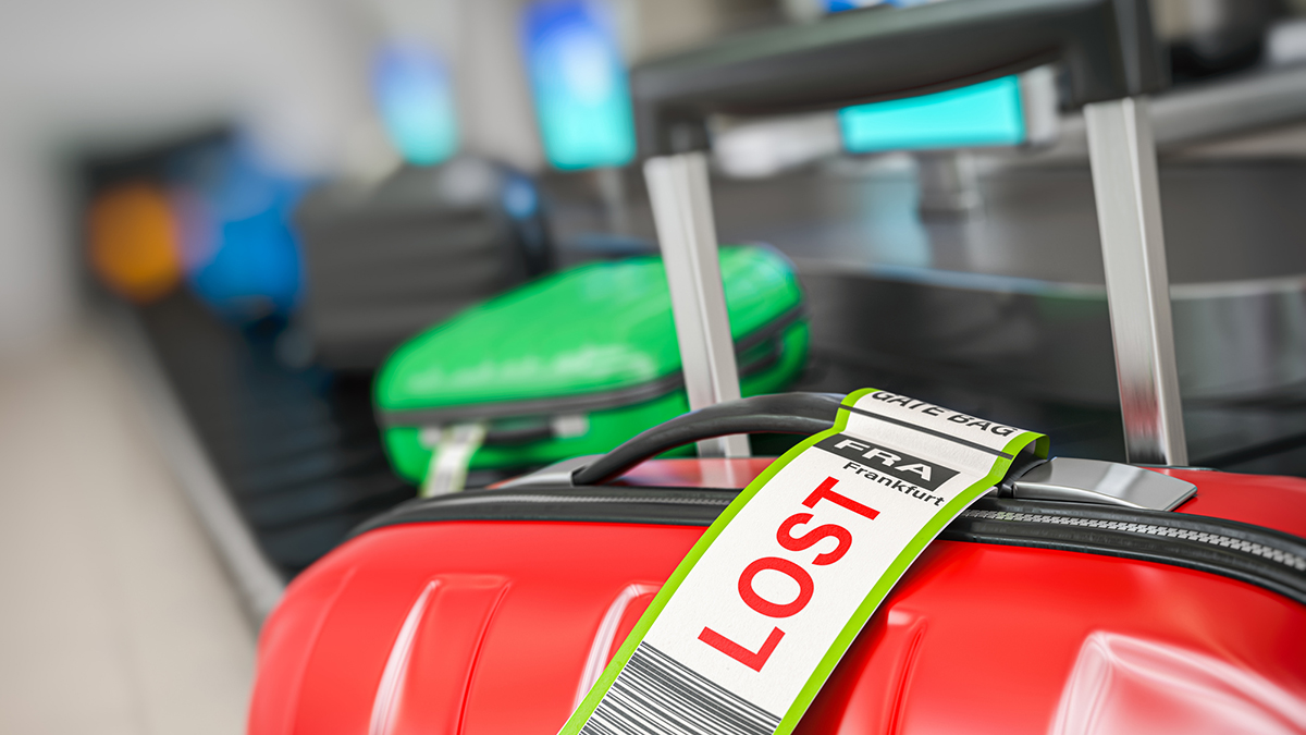 lost suitcase near baggage carousel