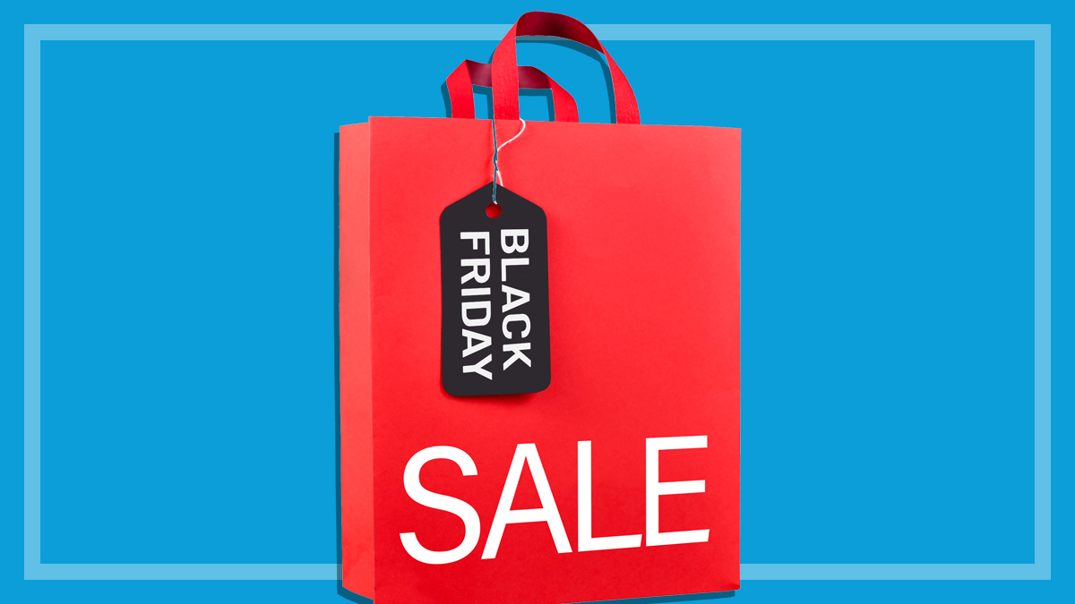 Black Friday sale red shopping bag